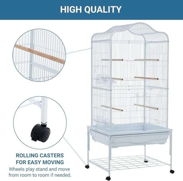 Standing Large Bird Cage, Wrought Iron - Image 3