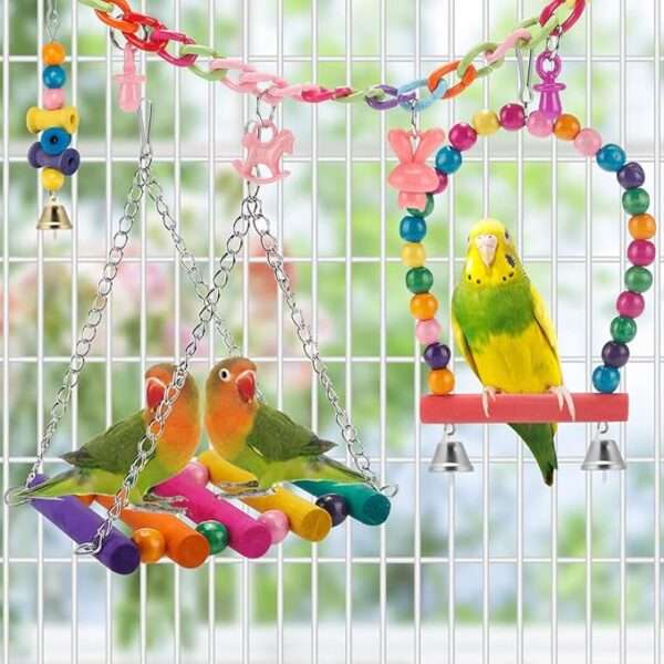 Swing Hanging Standing Chewing Toy Hammock Climbing Ladder - Image 3