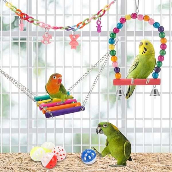 Swing Hanging Standing Chewing Toy Hammock Climbing Ladder - Image 5